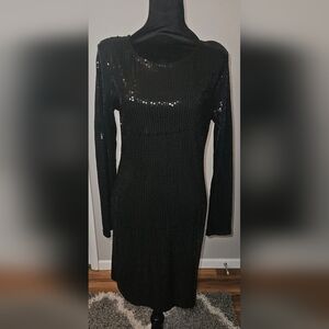 Venus Black Sequin Coctail Dress Size M
